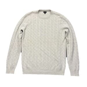 J Crew Mens Italian Cashmere Cable Knit Sweater Pullover Gray Size Large Tall